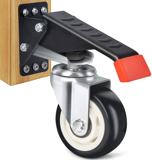 SPACEKEEPER Retractable Workbench Casters kit 880 Lbs -3 Inch Heavy Duty Retractable Casters Designed for Workbenches Machinery & Tables, 4 Packs