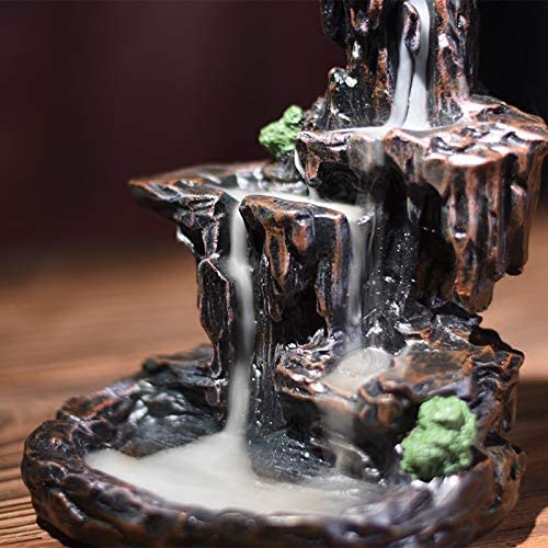 SPACEKEEPER Waterfall Backflow Incense Burner Incense Holders for Yoga Aromatcherapy Ornament with 120 Backflow Incense Cones + 30 Incense Stick