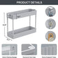 SPACEKEEPER Under Sink Organizers Storage, Bathroom Under Sink Shelf Basket, 2 Tier Bath Organizers and Storage Rack with Hooks, Under Kitchen Sink Shelf Multi-purpose,Gray