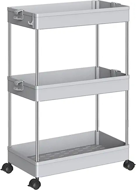 SPACEKEEPER 3 Tier Slim Storage Cart Mobile Shelving Unit