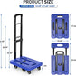 SPACEKEEPER Folding Hand Truck, 500 LB Heavy Duty Luggage Cart, Utility Dolly Platform Cart with 6 Wheels & 2 Elastic Ropes for Luggage, Travel, Moving, Shopping, Office Use,Blue