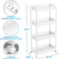 SPACEKEEPER Storage Cart 4 Tier Mobile Shelving Unit Organizer Rolling Utility Cart for Kitchen Bathroom Laundry,White