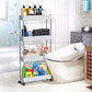 SPACEKEEPER 4 Tier Slim Rolling Storage Cart Mobile Shelving Unit Organizer Rolling Utility Cart for Bathroom Laundry, Grey