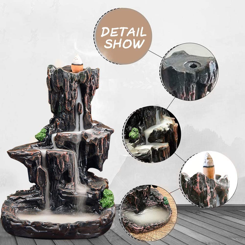 SPACEKEEPER Waterfall Backflow Incense Burner Incense Holders for Yoga