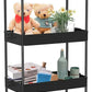SPACEKEEPER Storage Cart 4 Tier Mobile Shelving Unit Organizer Rolling Utility Cart for Kitchen Bathroom Laundry,Black