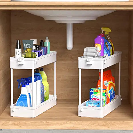 Under Sink Organizer, Multi-purpose Storage Shelf and 2 Tier Under