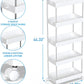 SPACEKEEPER 5 Tier Slim Rolling Storage Cart Mobile Shelving Unit Organizer Rolling Utility Cart for Bathroom Laundry Living Room & Dressers , White