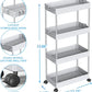 SPACEKEEPER Storage Cart 4 Tier Mobile Shelving Unit Organizer Rolling Utility Cart for Kitchen Bathroom Laundry,Grey