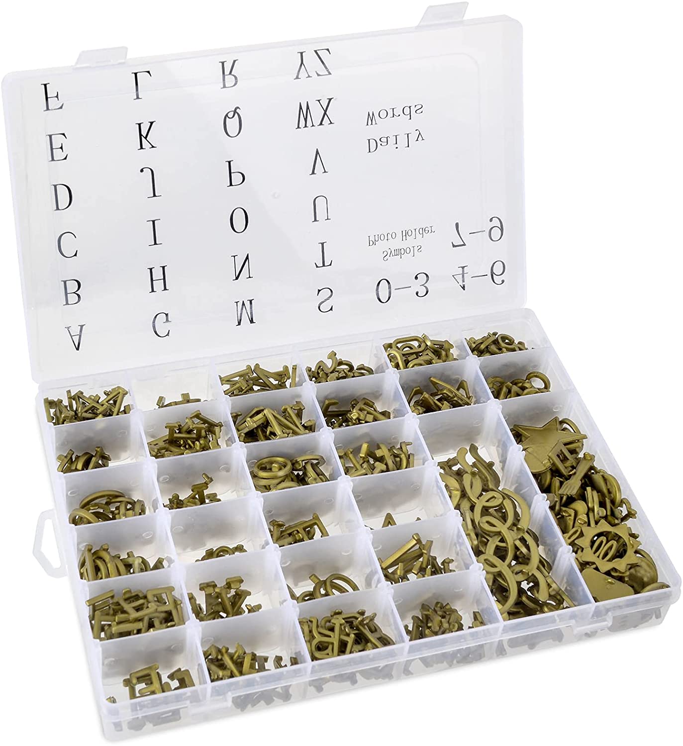 Letter Board Letters, 674 PRE-Cut Characters Letter Organizer Box (3/4 and 1 Inch) with Sorting Tray,Gold