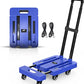 SPACEKEEPER Folding Hand Truck, 500 LB Heavy Duty Luggage Cart, Utility Dolly Platform Cart with 6 Wheels & 2 Elastic Ropes for Luggage, Travel, Moving, Shopping, Office Use,Blue