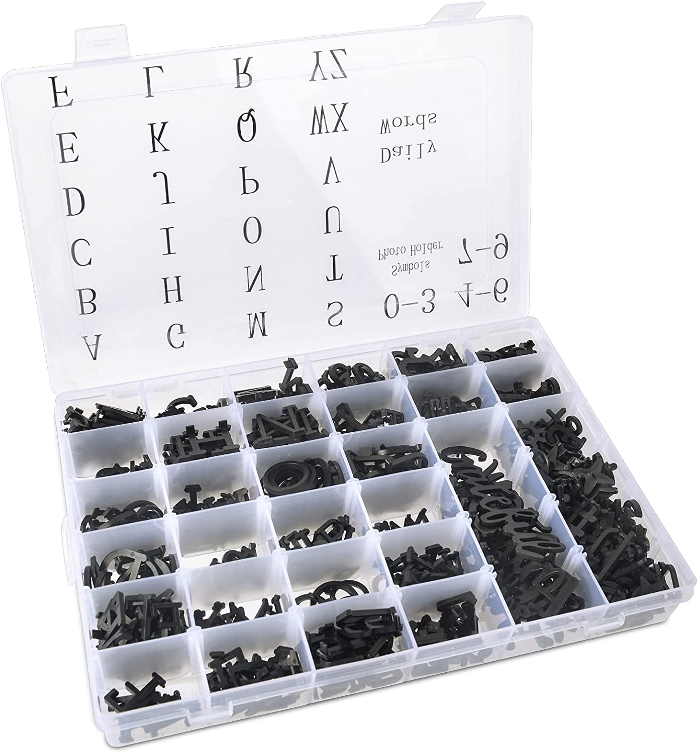 Letter Board Letters, 674 PRE-Cut Characters Letter Organizer Box (3/4 and 1 Inch) with Sorting Tray,Gold