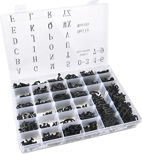 Letter Board Letters, 674 PRE-Cut Characters Letter Organizer Box (3/4 and 1 Inch) with Sorting Tray,Black